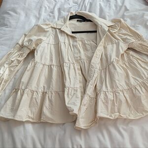 Women's Cream Ruffled Jacket
